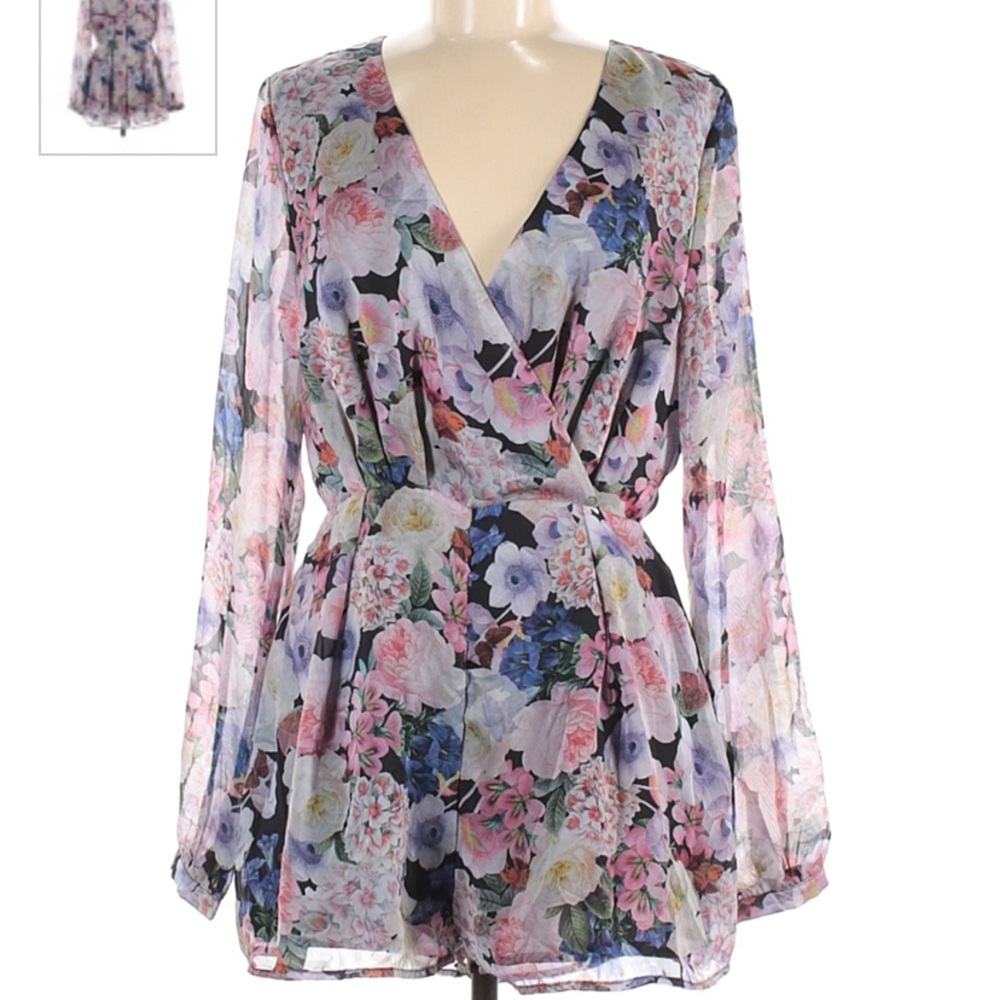 Glamorous purple floral romper